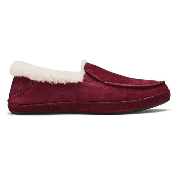 OluKai Womens Ku'Una Slippers US 6 EU 36 Red Lilikoi Leather Shearling NIB - Picture 2 of 12